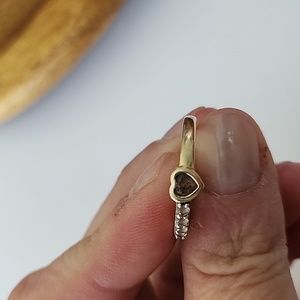 KAY Jewelers ring 10k yellow with small diamond and white topaz